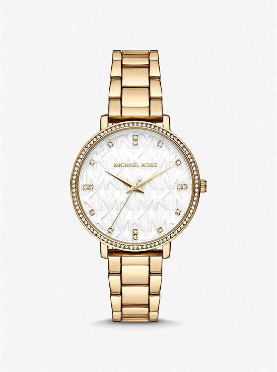 Michael Kors Pyper Gold-Tone Embossed Logo Watch MK4666 - KRISHNA WATCH COMPANY