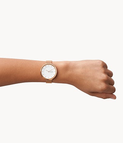 Gitte Two-Hand Rose Gold-Tone Stainless Steel Mesh Watch SKW3013 - KRISHNA WATCH COMPANY
