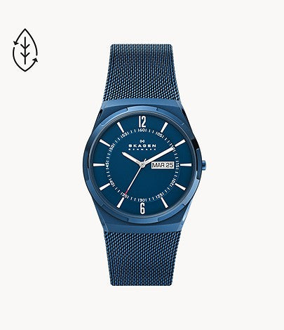 Melbye Three-Hand Day-Date Ocean Blue Stainless Steel Mesh SKW6788