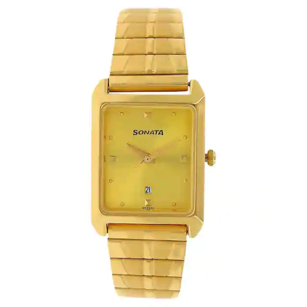 Champagne Dial Golden Stainless Steel Strap Watch NR7007YM02 - KRISHNA WATCH COMPANY