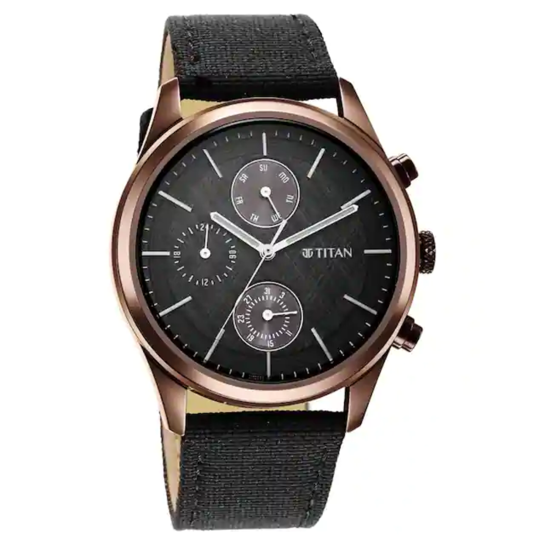 Titan Neo Splash Black Dial Fabric Strap Watch - 1805QP01 - KRISHNA WATCH COMPANY