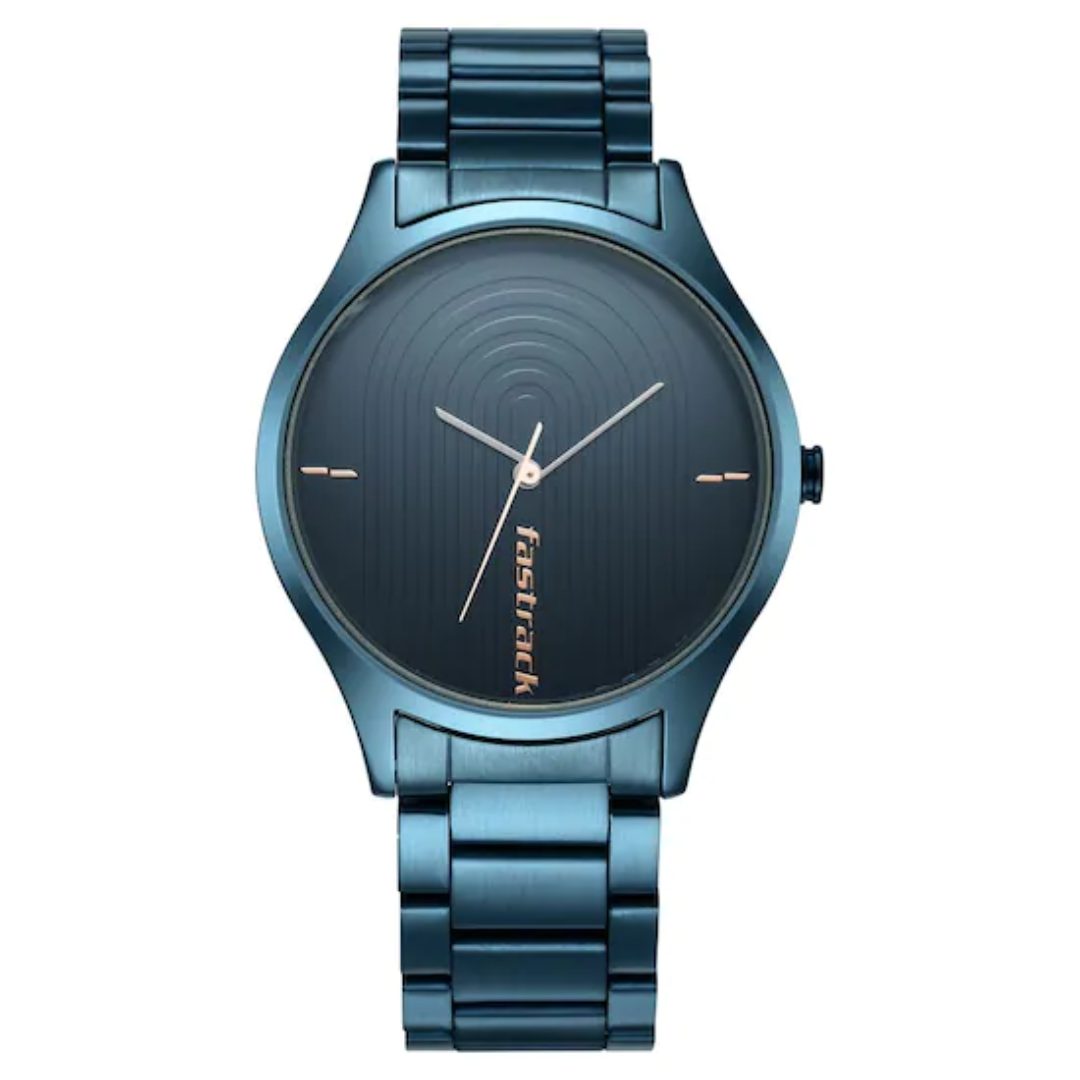 STYLE UP BLUE DIAL STAINLESS STEEL STRAP WATCH 3247QM01 (DM583) - KRISHNA WATCH COMPANY