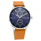 Titan Evoke Blue Dial Tan Leather Strap Watch - 1833SL01 - KRISHNA WATCH COMPANY