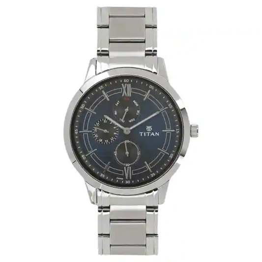 Titan Workwear Watch with Blue Dial & Stainless Steel Strap - 1769SM01