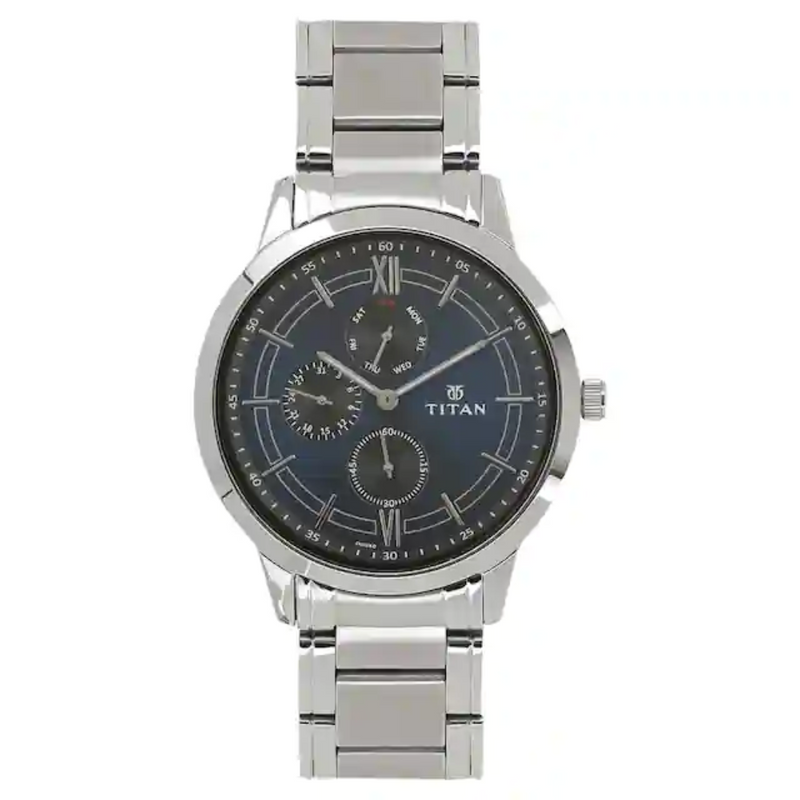 Titan Workwear Watch with Blue Dial & Stainless Steel Strap - 1769SM01 - KRISHNA WATCH COMPANY