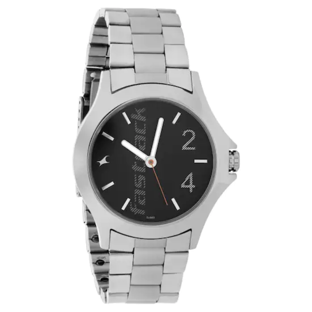 Fastrack Men BLACK DIAL STAINLESS STEEL STRAP WATCH - 3220SM02 - KRISHNA WATCH COMPANY