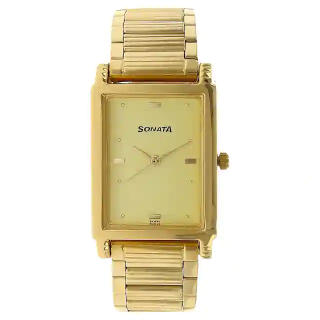 Champagne Dial Golden Metal Strap Watch NR7058YM02 - KRISHNA WATCH COMPANY