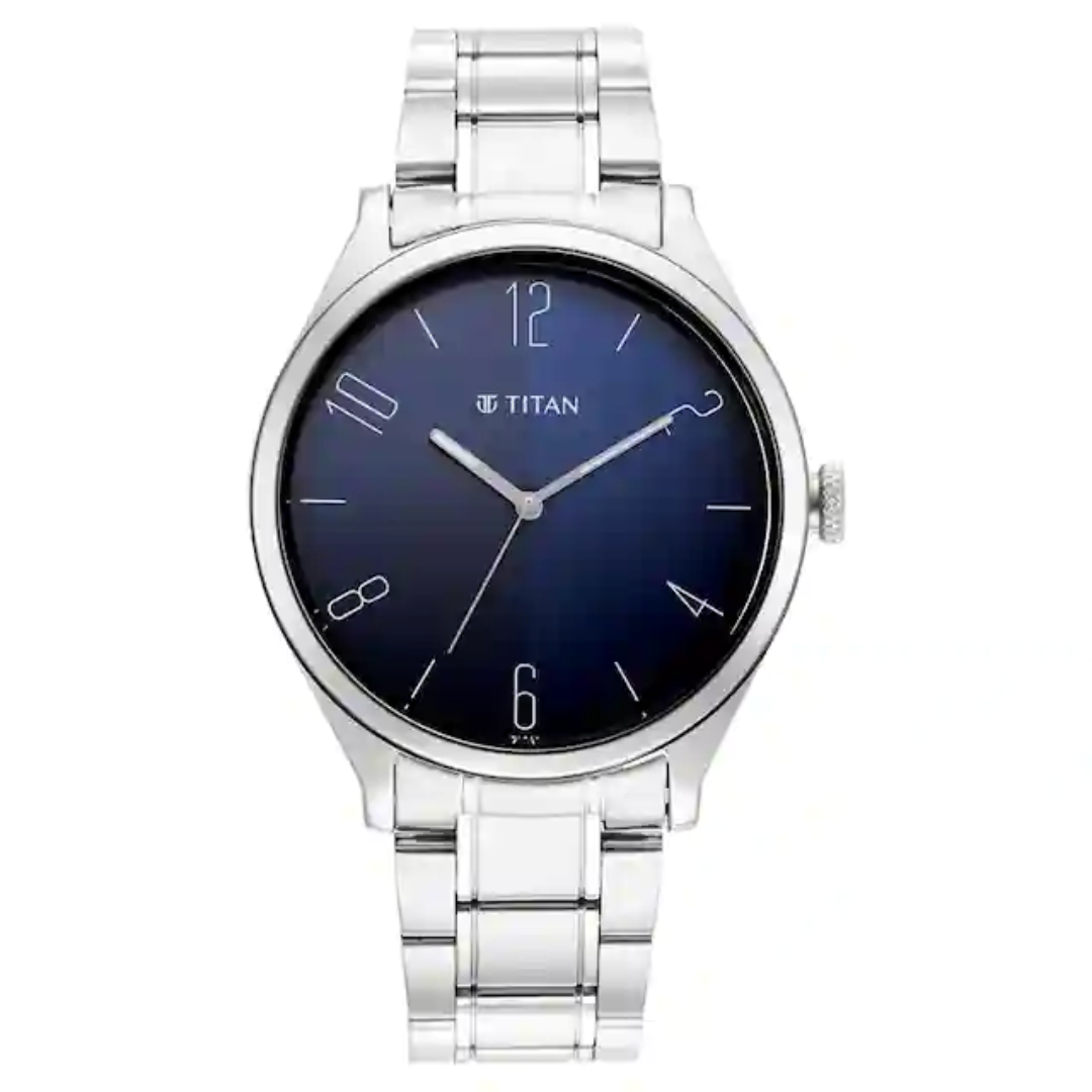 Titan Workwear Blue Dial Stainless Steel Strap Watch - 1865SM01 - KRISHNA WATCH COMPANY