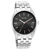 Titan Workwear Black Dial Stainless Steel Strap Watch - NS1866SM01