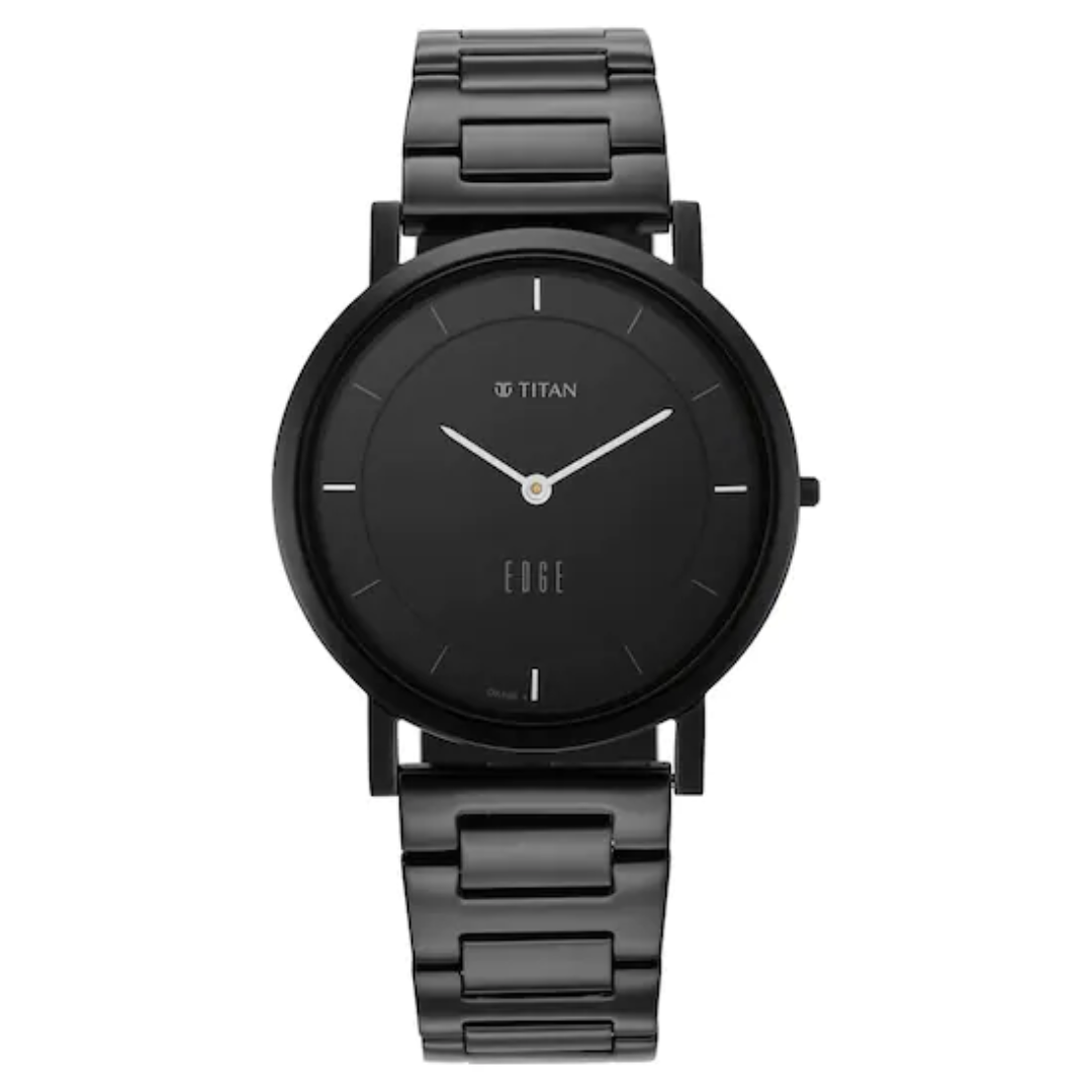 Titan Edge Black Dial Metal Strap Watch 1595NM01 - KRISHNA WATCH COMPANY