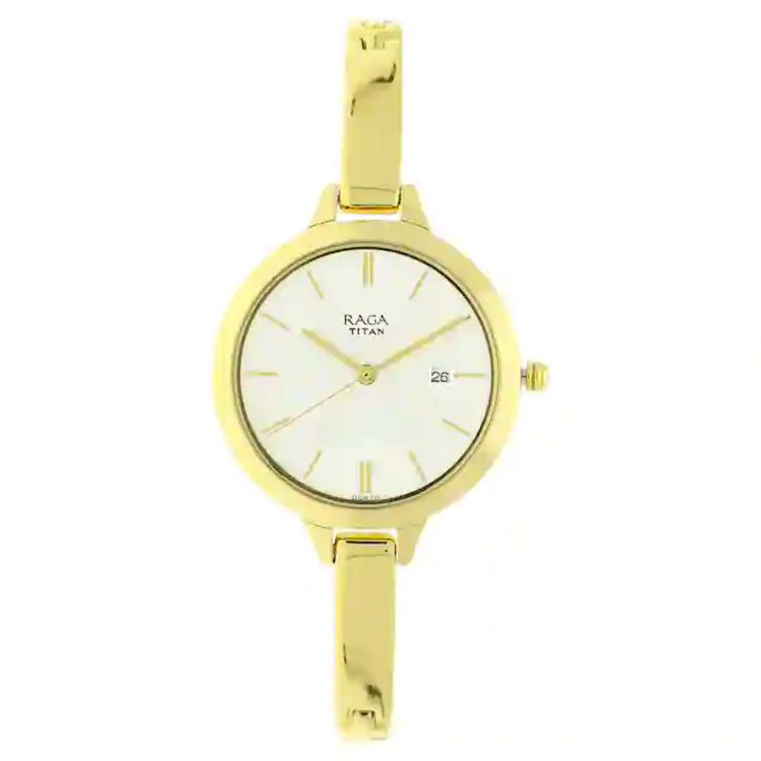 Titan Raga Viva Champagne Dial Metal Strap Watch 2578YM01 - KRISHNA WATCH COMPANY