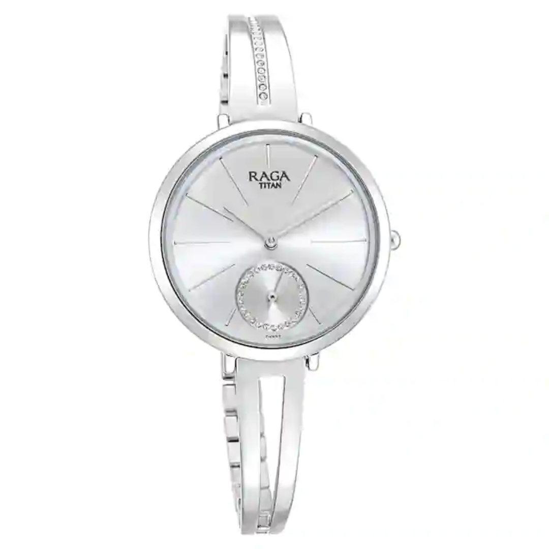 Titan Raga Viva Silver Dial Metal Strap Watch 2647SM01 - KRISHNA WATCH COMPANY