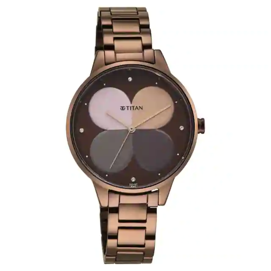 Titan Purple Glam It Up Brown Dial Stainless Steel Strap Watch - 2648QM01 - KRISHNA WATCH COMPANY