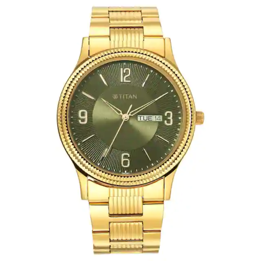 Titan Karishma Green Dial Analog Stainless Steel Strap watch for Men - 1650YM08 - KRISHNA WATCH COMPANY