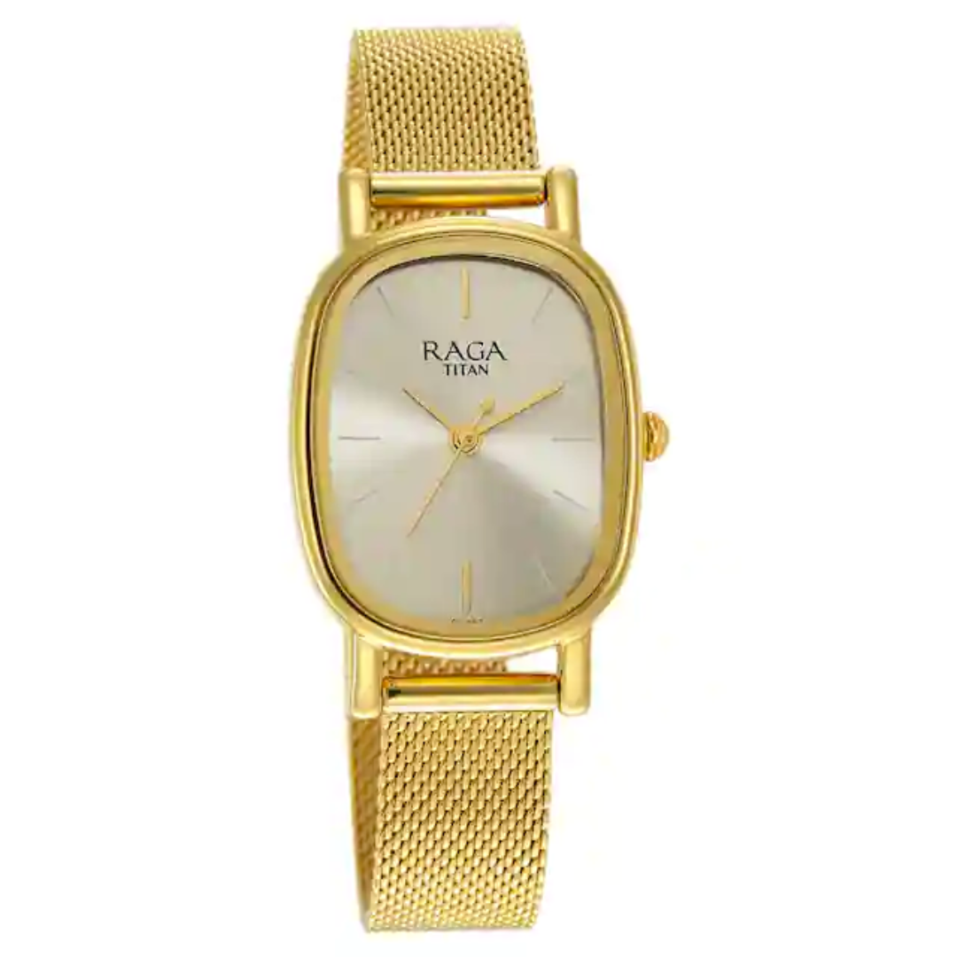 Titan Raga Viva Champagne Dial Stainless Steel Strap Watch 2665YM01 - KRISHNA WATCH COMPANY