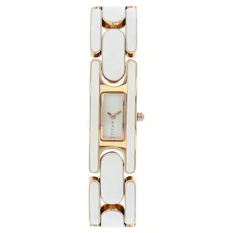 Titan White Dial Rose Gold Metal Strap Watch NK9721WM03 (DF653) - KRISHNA WATCH COMPANY