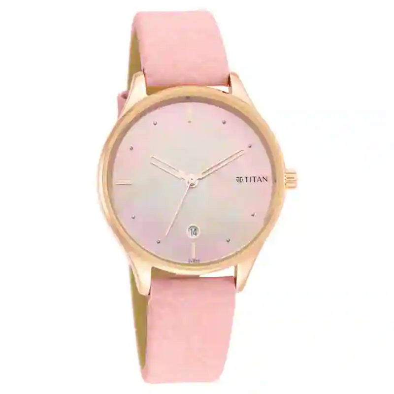 Titan Pastel Dreams Mother Of Pearl Dial Dusty Rose Leather Strap Watch 2670WL02 - KRISHNA WATCH COMPANY