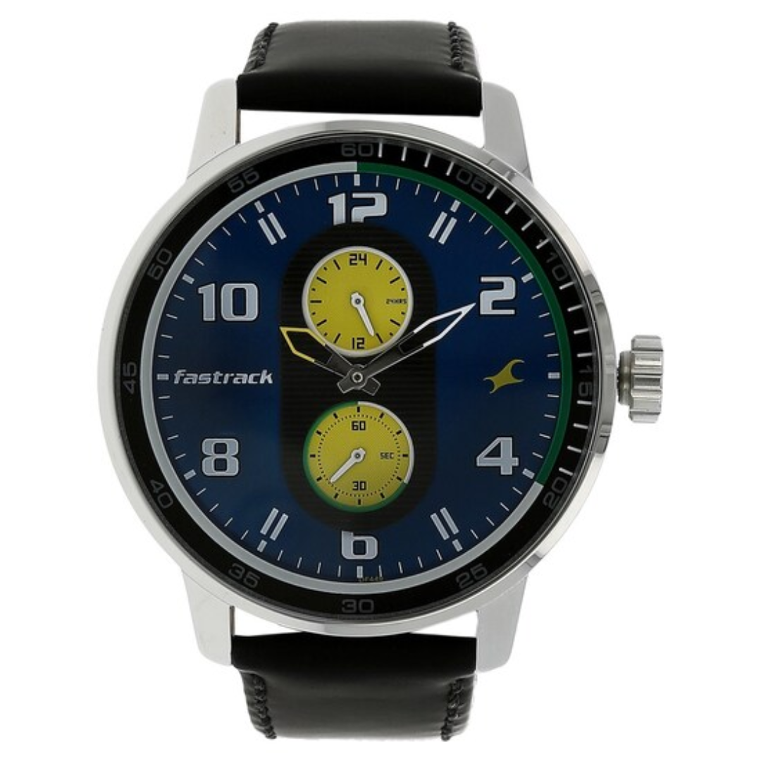 Fastrack MOTORHEADS GREY DIAL LEATHER STRAP WATCH 3159SL02 (DF449) - KRISHNA WATCH COMPANY