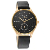 Titan Neo Workdays Black Dial Leather Strap Watch 2670WL07