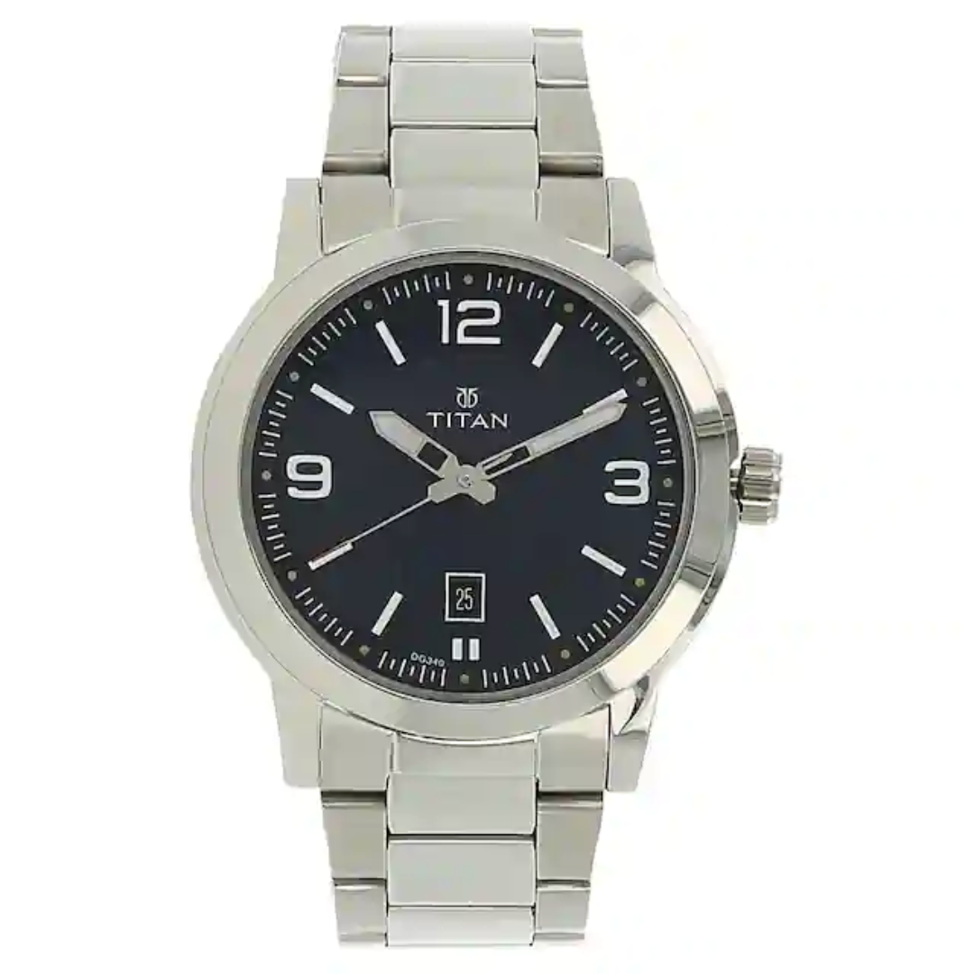 Titan Workwear Watch with Blue Dial & Stainless Steel Strap - 1730SM03 - KRISHNA WATCH COMPANY