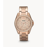 FOSSIL Riley Multifunction Rose-Tone Stainless Steel Watch ES2811