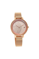 Fastrack Younique Rose Gold Dial Stainless Steel Strap Watch 6278WM01