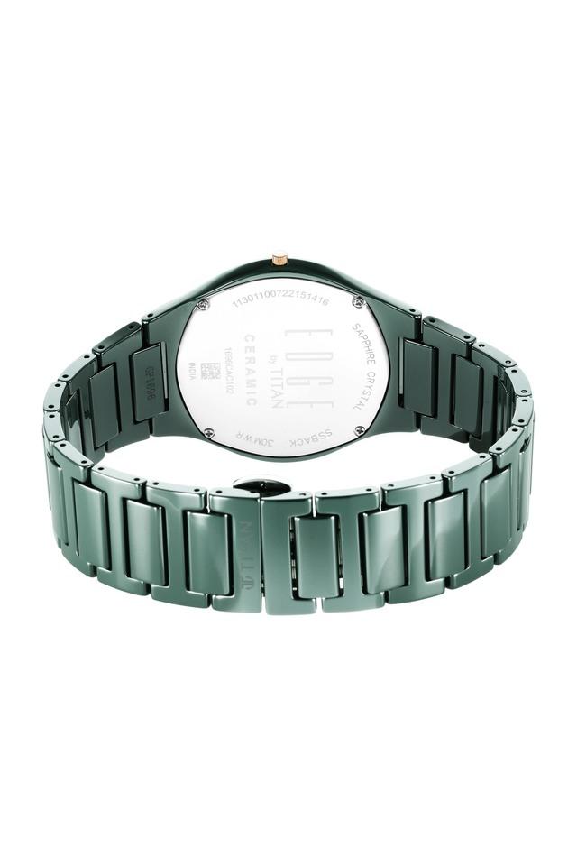Titan Edge Ceramic Quartz Analog Green Strap Watch - 1696QC06 - KRISHNA WATCH COMPANY