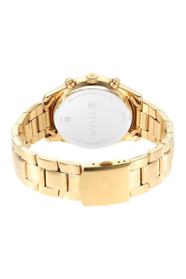 TITAN Black & Gold Silver Dial Stainless Steel Strap Watch - 1805YM01 - KRISHNA WATCH COMPANY