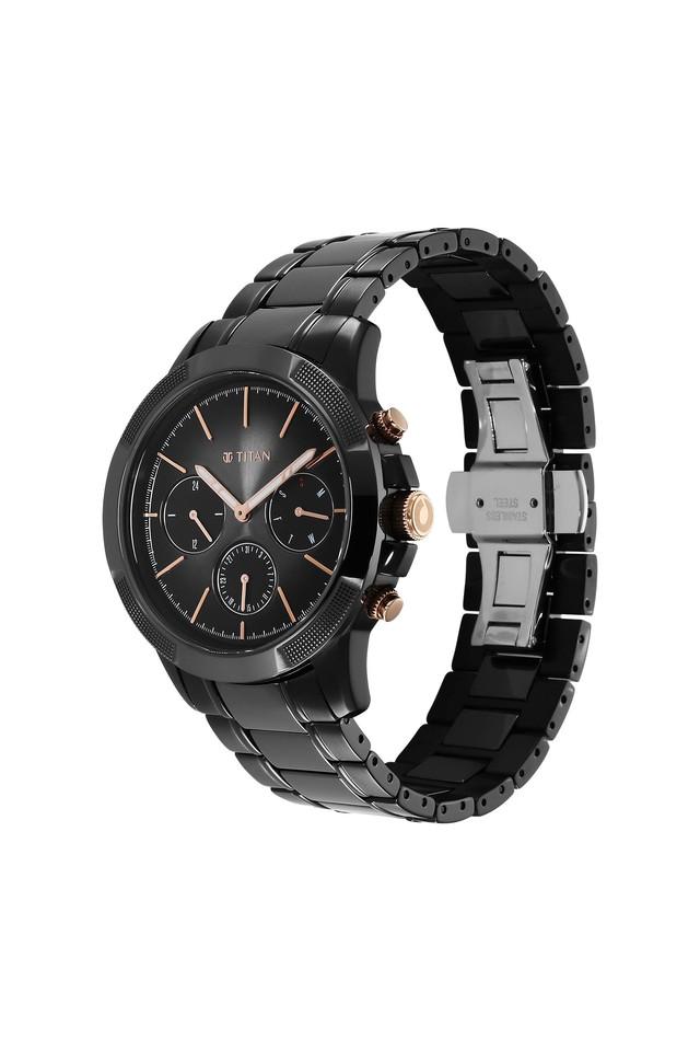 Titan Quartet Black Dial Ceramic Strap Watch 90090KD03 - KRISHNA WATCH COMPANY
