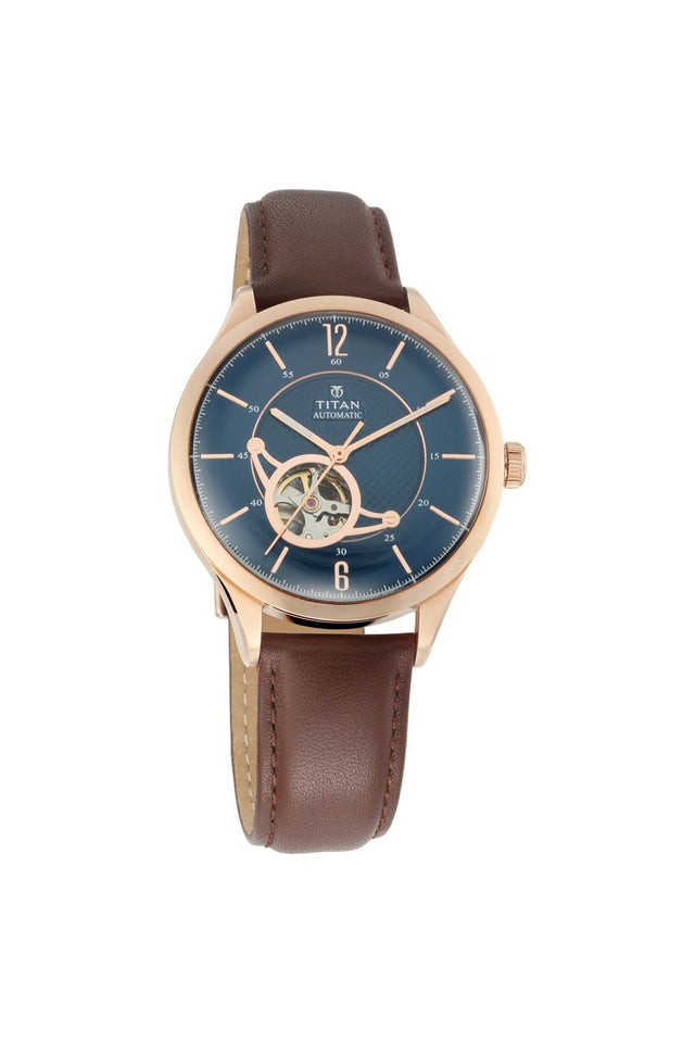 TITAN Blue Dial Automatic Watch with Leather Strap - 90111WL01 - KRISHNA WATCH COMPANY