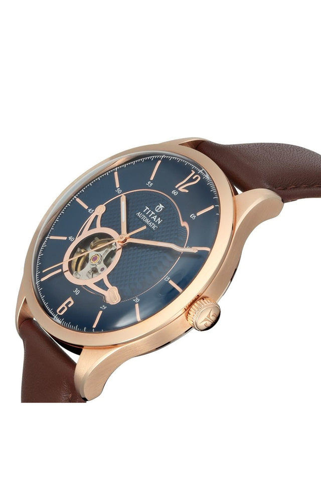 TITAN Blue Dial Automatic Watch with Leather Strap - 90111WL01 - KRISHNA WATCH COMPANY