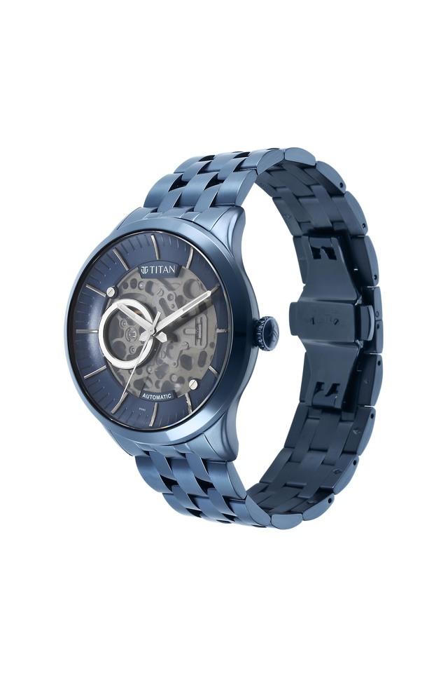 Titan Metal Mechanicals Blue Dial Stainless Steel Strap Watch 90140QM03 - KRISHNA WATCH COMPANY
