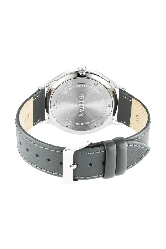 TITAN Classique Slimline Watch with Grey Dial & Green Leather Strap 90142SL01(DM685) - KRISHNA WATCH COMPANY