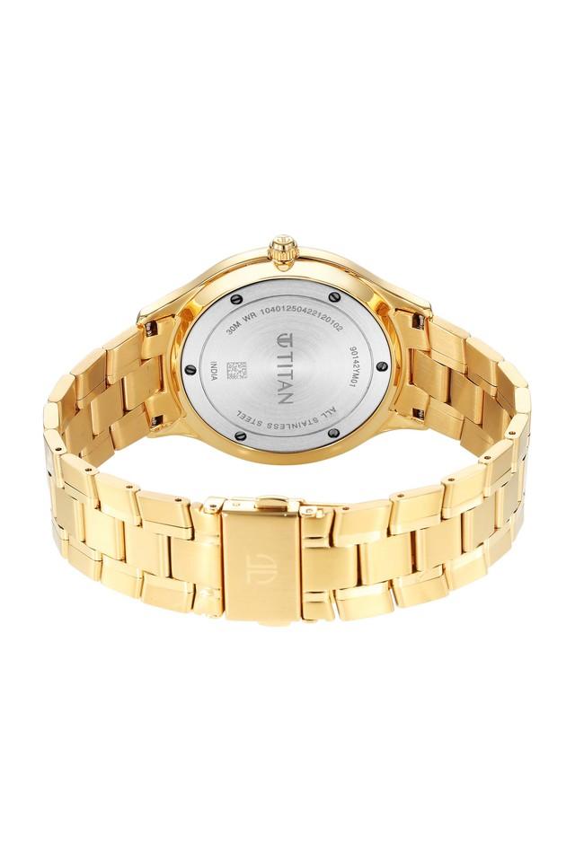 TITAN Titan Classique Slimline Champagne Dial Stainless Steel Strap Watch 90142YM01 - KRISHNA WATCH COMPANY