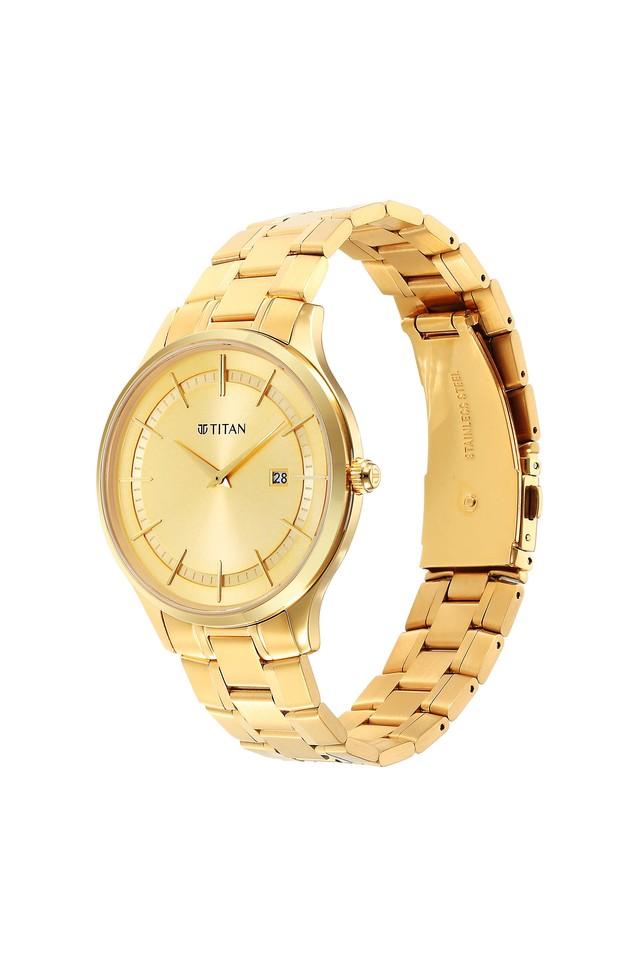 TITAN Titan Classique Slimline Champagne Dial Stainless Steel Strap Watch 90142YM01 - KRISHNA WATCH COMPANY