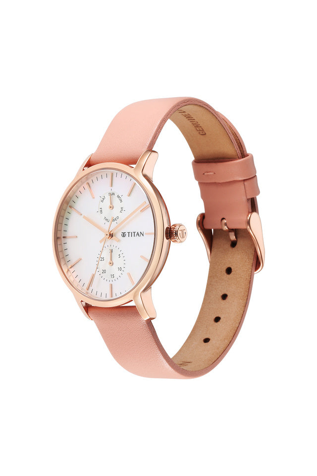 Titan Workwear Slimline Mother Of Pearl Dial Leather Strap Watch 95143WL01 - KRISHNA WATCH COMPANY