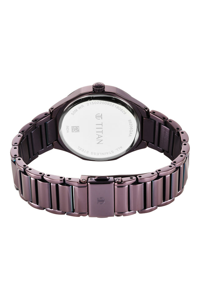 Titan Purple Glitz Purple Dial Stainless Steel Strap Watch 95206QM01 - KRISHNA WATCH COMPANY
