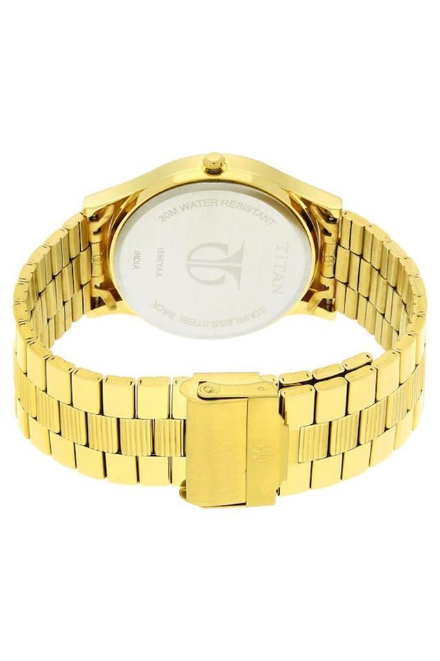 Titan Champagne Dial Yellow Stainless Steel Strap Watch 1650YM04 - KRISHNA WATCH COMPANY
