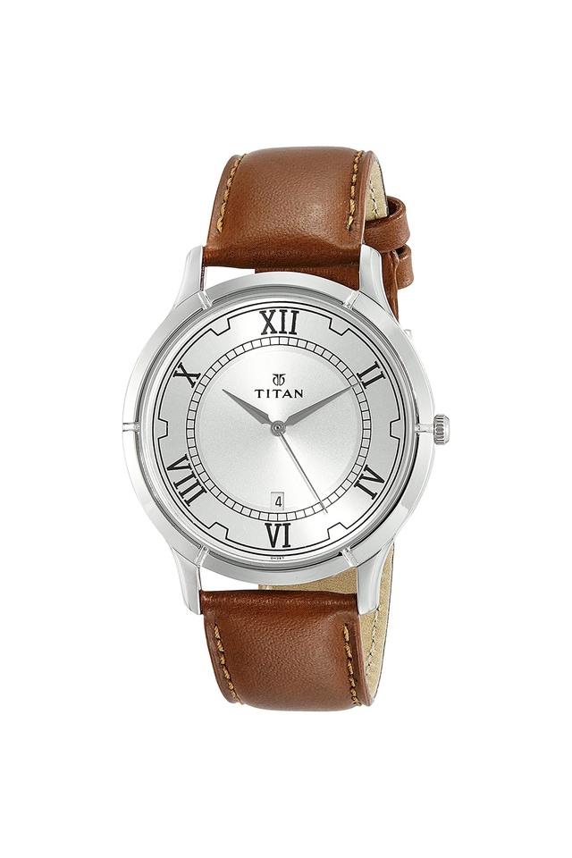 Titan Silver Dial Brown Leather Strap Watch NP1775SL01 - KRISHNA WATCH COMPANY