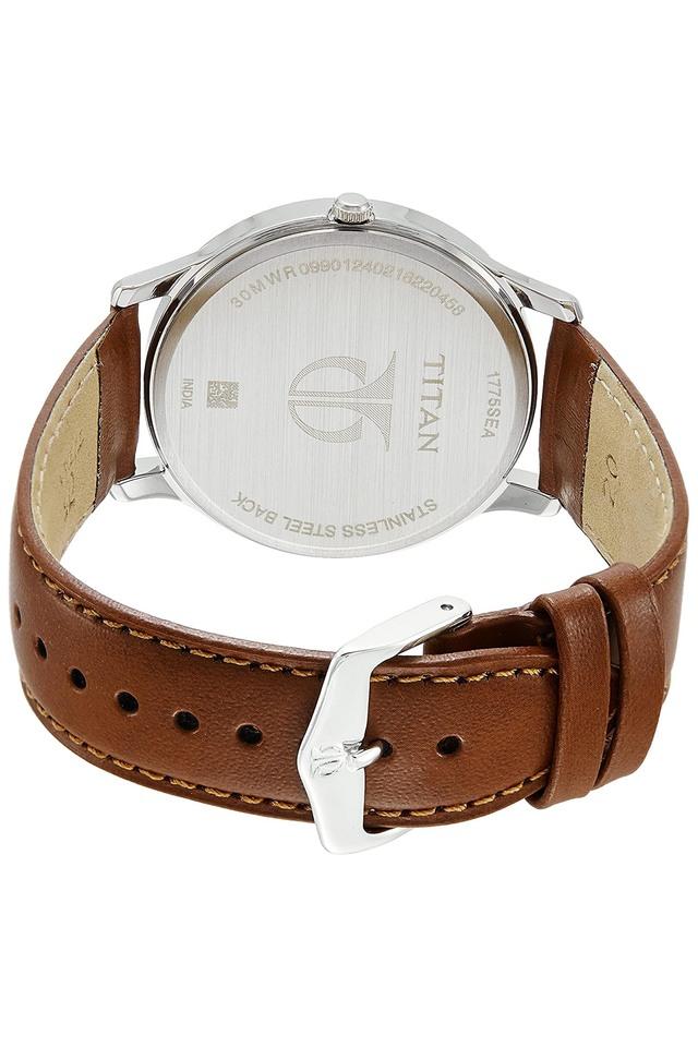 Titan Silver Dial Brown Leather Strap Watch NP1775SL01 - KRISHNA WATCH COMPANY