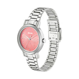 Sonata Linnea Pink Dial Silver Stainless Steel Strap Watch NR8174SM01