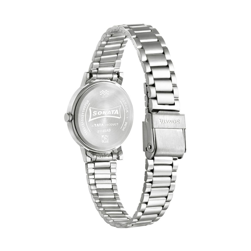 Sonata Linnea Pink Dial Silver Stainless Steel Strap Watch NR8174SM01 - KRISHNA WATCH COMPANY