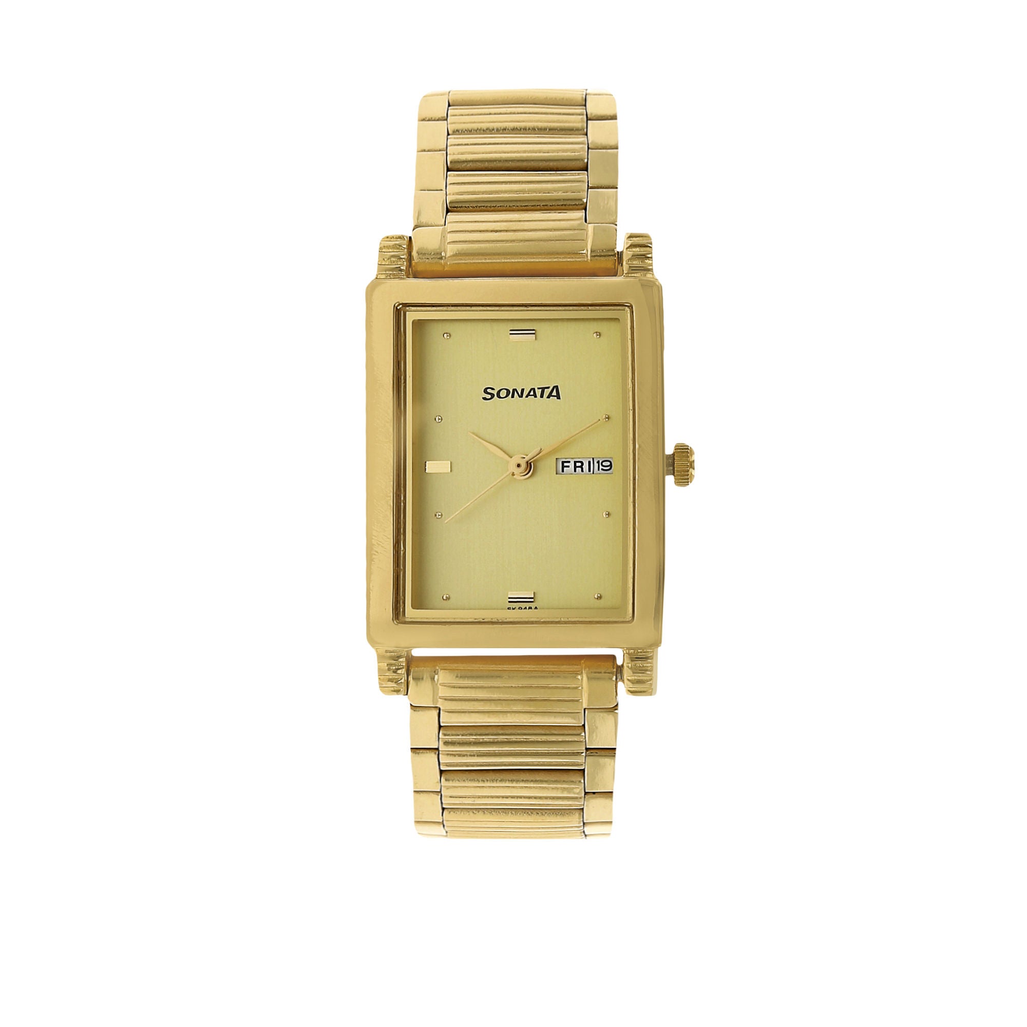 Champagne Dial Golden Stainless Steel Strap Watch NP7058YM05 - KRISHNA WATCH COMPANY