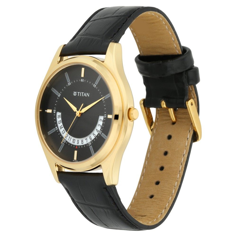 TITAN Lagan - Black Dial Leather Strap 1713YL01(DK534) - KRISHNA WATCH COMPANY