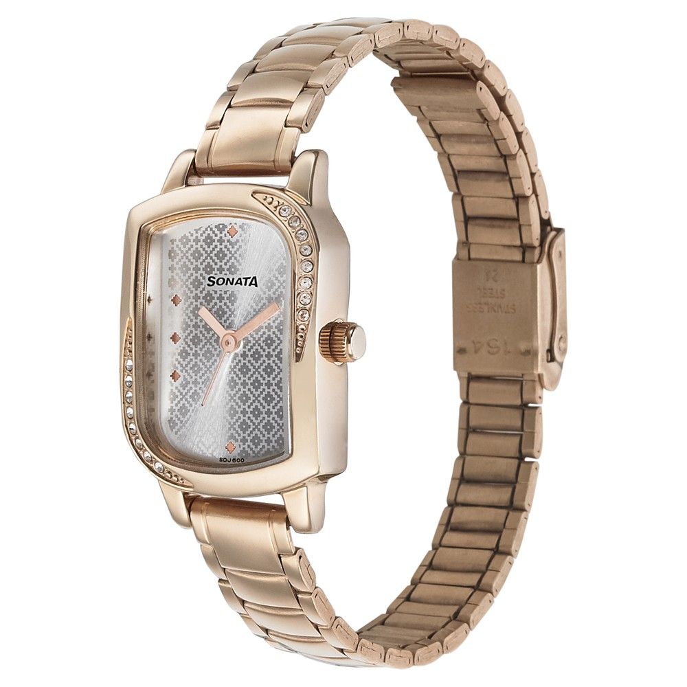 Blush It Up With Grey Dial Stainless Steel Strap Watch 87001WM03 (SDJ601) - KRISHNA WATCH COMPANY