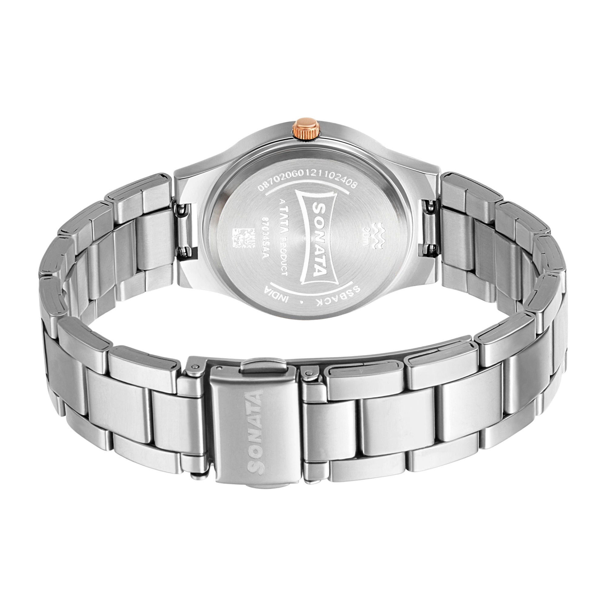 Blush It Up With Pink Dial Stainless Steel Watch NR87034KM03 - KRISHNA WATCH COMPANY