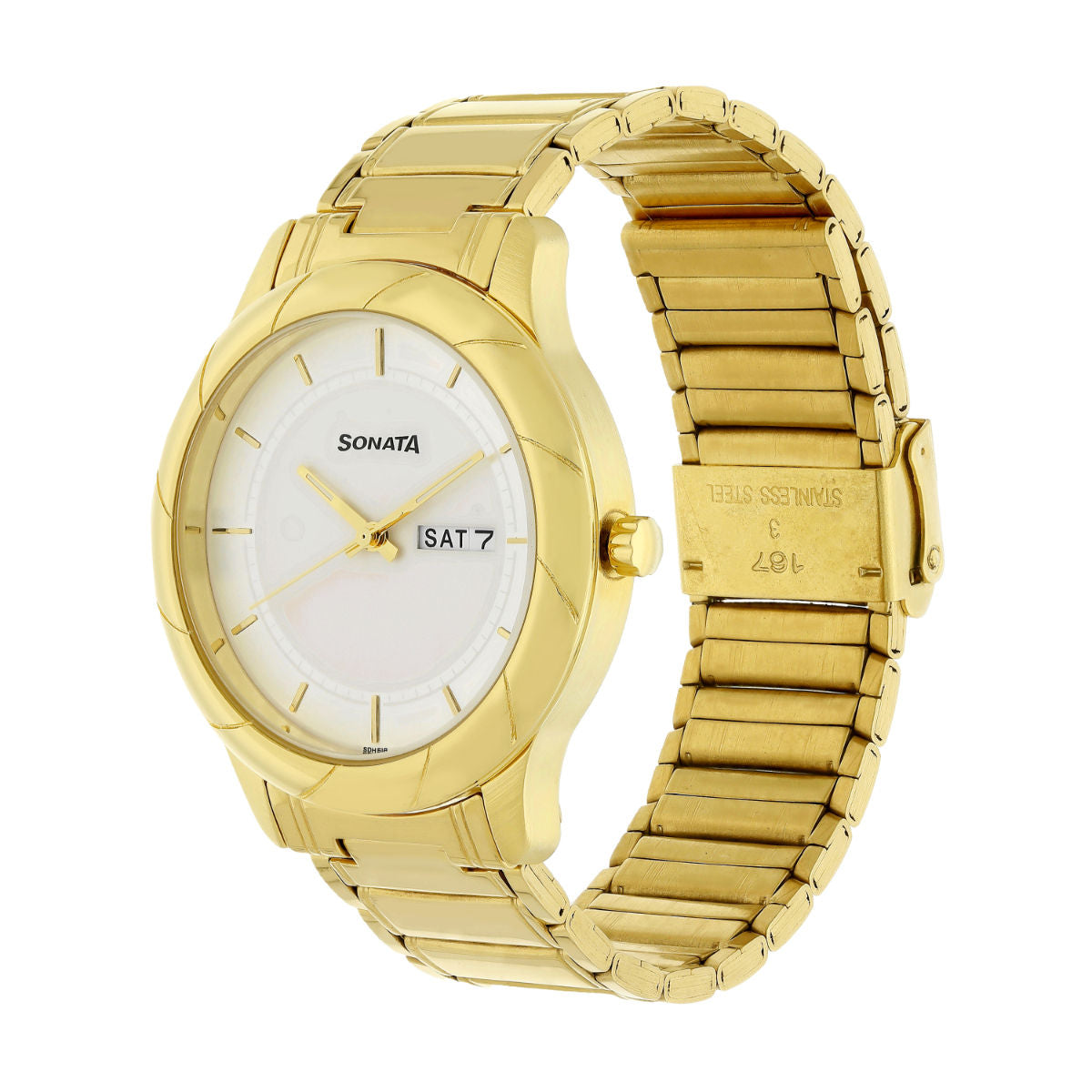Sonata Utsav White Dial Stainless Steel Strap - 7125YM03 - KRISHNA WATCH COMPANY