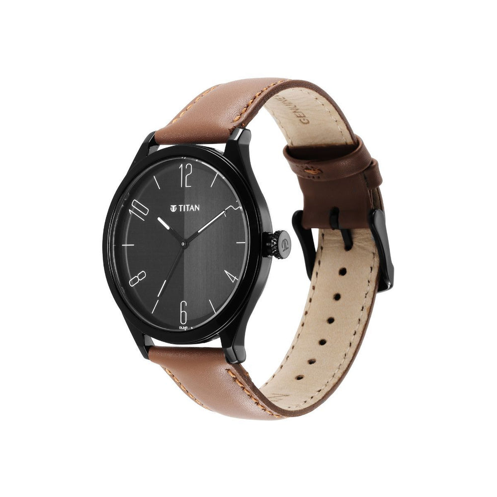 TITAN Workwear Black Dial Leather Strap Watch - 1865NL01 - KRISHNA WATCH COMPANY