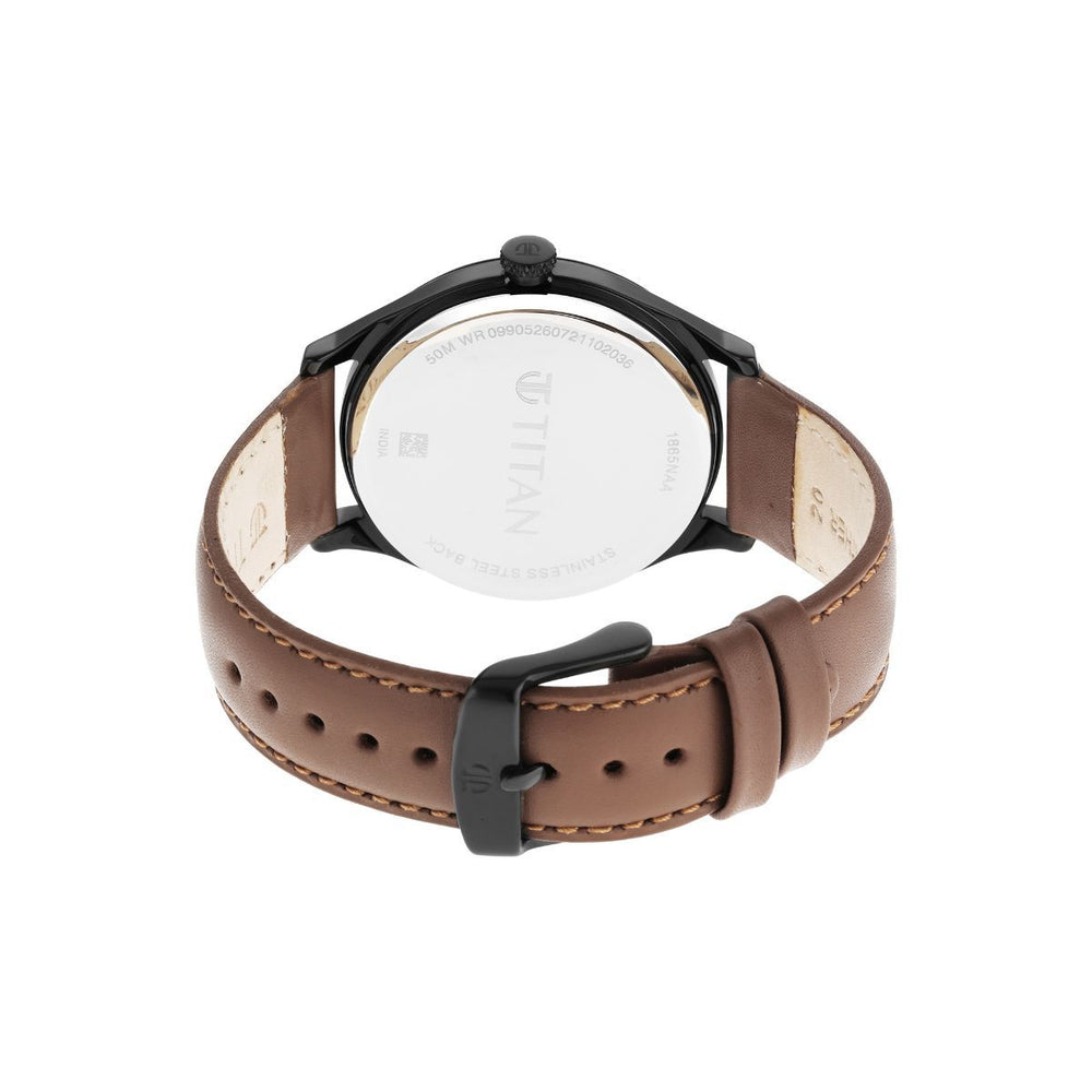 TITAN Workwear Black Dial Leather Strap Watch - 1865NL01 - KRISHNA WATCH COMPANY