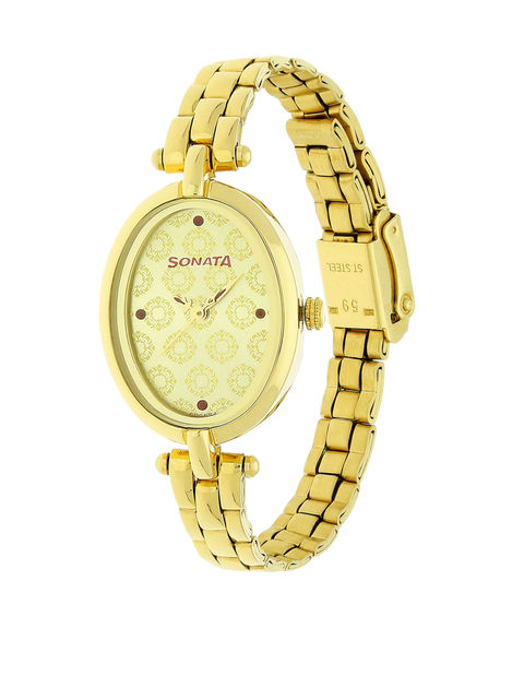 Sonata Wedding Edition - Champagne Dial Stainless Steel Strap - 8148YM01 - KRISHNA WATCH COMPANY